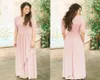 2019 modesto rosa empoeirado vestidos de dama de honra longos com meia manga renda chiffon país casamento vestidos de dama de honra boho mangas cus7147663