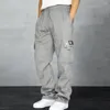 Pantaloni da uomo da uomo cargo sportivi traspiranti con coulisse in vita per allenamento in palestra pantaloni da jogging larghi in tinta unita lunghi