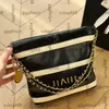 Womens Calfskin Classic 22 Mini Stripe Shopping Shoulder Bags Oil Wax Leather With Coin Wallet Purse GHW Crossbody Shoulder Handbags Two-tone Panda Pocket 19x18CM