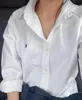 Американское повседневное поло Блузки с пони Женские свободные хлопковые рубашки с лацканами Дизайнерские красочные женские толстовки с вышивкой лошадьми с длинными рукавами