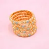 Bangle Trendy Blue Stone Tesion Setting Bangles Side Open Copper Gold Plated Middle East Arabic Bridal Hand Jewelry Bijoux Femme