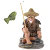 Garden Decorations Fisherman Statue Miniature Figurines Ornament Decor Household Desktop Lovely Sculpture