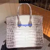 Borse tote Borsa in coccodrillo dell'Himalaya Borsa in vera pelle di coccodrillo dell'Himalaya fatta a mano autentica 30 Borsa portatile femminile Oem con logo HBWGLB