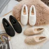 Boots Round Toe Lamb fur shoes woman 4143 big size furry mocasines warm winter shoes female lambwool slip on loafers curly fur flats