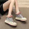 Casual Shoes Versatile High-Top Women's Cotton 2024 Winter Style Plus Velvet Warm Sneakers PU Sports for Women