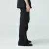 Men's Pants Double-Layer Pleated Design Sense Paratrooper Baggy Straight Trousers Casual Black Personalized