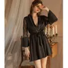 Kadınların Sweetwear Seksi Nightwear Kadın Yaz Dantel Sling Nightdress Saten Nakış Kısa Gecesi Kadın Gece Elbiseleri Gecikme Y