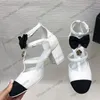 Women Camellia Chunky Obcasy Sandały z Bowknot Grosgrain imitacja Perły Sukienka Buty Pumps Slingbacks Pasek Kuczowy Elegancki pikowana konsystencja buta ślubna