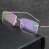 Sonnenbrillenrahmen aus reinem Titan, individuelle Brillengläser, Formen, randlose Brillengestelle, optisch verschreibungspflichtig, Herren-Business-Stil