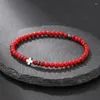 Strand Natural Stone Armband Hematite Cross Charm Armband Women Men Balck Red Beads Elastic Rope Böhmen smycken gåva