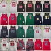 Męskie vintage koszykówka Scottie Pippen Jerseys 33 Dennis Rodman 91 Derrick Rose 1 Michael 23 Drużyna koszuli czerwona biała czarna zielona kolor retro Stripe