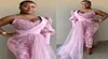 Combinaisons roses robes de bal avec jupe détachable dentelle africaine appliqué robe de soirée pailletée grande taille fête formelle Pageant Gow8396391