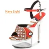 Dress Shoes Glow Transparent Platform Nightclub Women Sexy Open Toe Striptease Sandals Summer New Walk Show Petals Stiletto High Heels H2403254