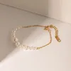 Strand Minar exquis grand petit Bracelet de perles simulées pour les femmes en acier inoxydable or PVD plaqué Bracelets