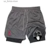 Herren-Shorts, Herren-Anime-Turnshorts, Bilayer, 2-in-1, atmungsaktiv, schweißabsorbierend, schnell trocknend, Sporthose Y240320