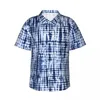 Men's Casual Shirts Midnight Blue Tie Dye Shirt Retro Hippie Print Elegant Summer Male Short-Sleeve Vacation Fashion Oversized Blouses