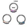 6 pièces en acier OpalZircon Segment cerceau anneau opale Septum Clicker Labret anneau nez anneau Cartilage boucle d'oreille 16g 240228