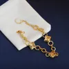 Bracelets de cristal elegantes femininas de luxo designer de marca de luxo Bracelet Bracelet Gold Bated Flower Flower Link Chain Bracelet Jewelry Classic Moda