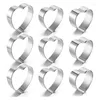 Baking Moulds Valentine's Heart Cookie Cutter Set 9 Pcs Stainless Steel Mold Biscuit Pastry Cutters Tools