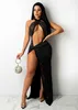 Sexy Paisley Cut Out BacklTwo Piece Outfits Women 2021 Halter Bodysuit and Side Split Skirt Matching Set Party Clubwear Hot 240320