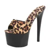 Chaussures de robe New Leopard Print Femme Pantoufles Sandales Plate-forme 2020 Discothèque Sexy Talons hauts 15cm Talons imperméables H240321SRQ0XWHD