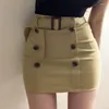 Skirts Korean Casual Slim Slimming Sexy Feminine High Waist Hip Belt Double Breasted Women Skirt