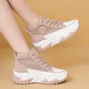 Scarpe casual Sneakers con plateau da donna Design scavato Scarpe da ginnastica alte traspiranti Sport all'aria aperta Sneaker con lacci femminile 35-40