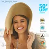 Wide Brim Hats Bucket Hats Summer Solid Color Fashion Rhinestone 14cm Extra Large Sun Hat Womens Beach Sun Hat Str Tourism Folding UV Panama Wholesale Y240320