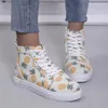 Casual Shoes Strawberry Canvas Women 2024 High Top Lace Up Sneakers Flat Sweet Walking Vulcanized