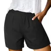 Damesshorts Katoenen linnen broek met zak Dames zomer Effen sportbroek met hoge taille Mode Los Grote maten Casual basisslipjes