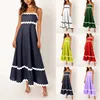 Abiti casual Abito estivo con bretelle a righe Donna senza maniche Allentato Una linea Vacanza al mare Altalena Abiti lunghi sexy maxi