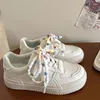 Casual Shoes Women Fashion Multicolor White Canvas All-Match Korean Version Grunt Sports Style Lace-Up Sneakers