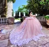 Gorgeous Blush Pink Quinceanera Dresses Masquerade Off The Shoulder Puffy Ball Gown Prom Dresses With Appliques Sweet 16 vestidos 4515302