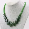 Chains 6-14mm Round & Diagonal Square Green Jade Necklace Natural Stone Chalcedony Neck Wear Women Girls Fashion Jewelry Making Design