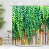 Shower Curtains Flowers Plant Scenery Set Floral Green Leaf Landscape Garden Wall Decoration Bathroom Decor Screen With Hooks