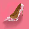 Geklede schoenen Klassieke hoge hakken Damespumps 12 cm Puntschoen Stiletto's Rood hart bedrukt Sexy bruiloft