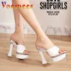 Dress Shoes Women Slippers Sexy Super High Heel 14CM Waterproof Table Female Sandals Wedding Banquet Nightclub Pumps H240321