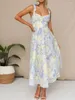 Casual Dresses Women S Sexy Cutout Backless Maxi Dress Floral Printed Spaghetti Strap Y2K Low Cut Split Bodycon Elegant Evening Party