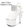 Kleid Schuhe Modenschau Artefakt Modell Hochhackige Frauen Pistole Absatz 17 cm Sexy Klare Plattform Sommer Sandalen Streifen Pole Dance H240321UV2QASV3