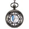 Antiek klassiek zwart aanval op Titan zakhorloge Vintage quartz analoge militaire horloges met ketting ketting cadeau reloj de bolsil307Q