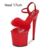 Klänningskor Walking Show Artifact Model High Heels 17cm 20cm Fur Woman Sandaler PU Summer Sexig Platform Nightclub Party Wedding H240321