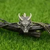 Naszyjniki wiszące Goth smoka głowa gotycka akcesoria nordyckie wiking męski biżuteria punkowa naszyjnik