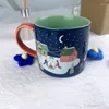 Tassen Weihnachtsbaum Graffiti Keramiktasse Grünes Jahr Geschenk Milch Kaffeetassen Kawaii Teetasse Küchenzubehör