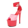 Dress Shoes 2021 Women Party Sandals Patent Leather Gladiator Mixed Colors Thin Heels T-tied Pole Dance sexy High-heels Stripper H240325