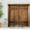 Rideaux de douche Rideau de planche de bois rustique Vintage Feuilles vertes Bois Vie à la campagne Planches Grunge Grange Maison Porte Tissu Salle de bain Décor