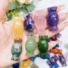 Decoratieve beeldjes 1,4'' Snoep Zoet Beeldje Natuurlijk Kristal Kwarts Amethist Hand Carving Decoratie Reiki Healing Cadeau voor Souvenir