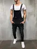 Men's Jeans Women Washing Pencil Pants Denim Rompers One Piece Casual Ankle Length Holes Slim Fit Spliced Solid Slight Strech 2024