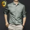 High Quality Orange Mens Long Sleeve Shirt Luxurious Wrinkle Resistant Non Ironing Solid Business Casual Dress S5XL 240307