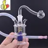 Gros coloré petit narguilé 10mm femelle style spirale double joint verre d'eau dab rig tuyau bong avec bol de brûleur à mazout et tuyau de paille en silicone pour fumer