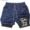 Shorts masculinos TOJI Impred Mens Gym Leisure Sports Surfos de rede 2-in-1 shorts esportivos L240320